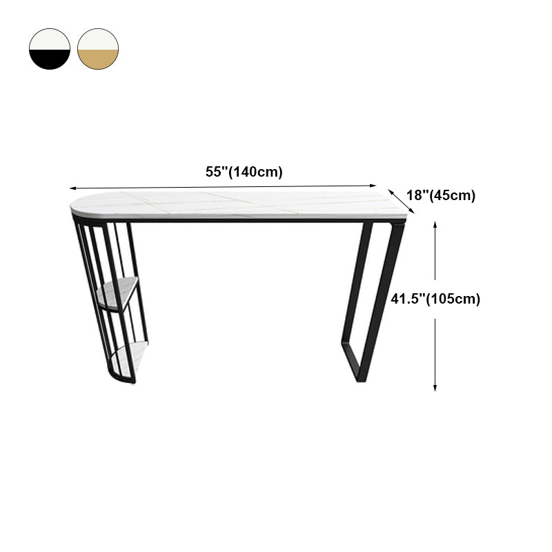 White Modern Style Bar Table in Faux Marble and Metal Specialty Milk Tea Shop Bar Table Clearhalo 'Bar Furniture' 'Bar Tables' 'bar_tables' 'furn' 'furn_bar_tables' 'Furniture' 'furniture_bar_tables' 'Kitchen & Dining Furniture' 4705568