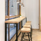 Modern Style Light Brown Bar Table Solid Wood and Iron Coffee Shop Bar Table 118.1"L x 15.7"W x 41.3"H Without Chairs Clearhalo 'Bar Furniture' 'Bar Tables' 'bar_tables' 'furn' 'furn_bar_tables' 'Furniture' 'furniture_bar_tables' 'Kitchen & Dining Furniture' 4705569