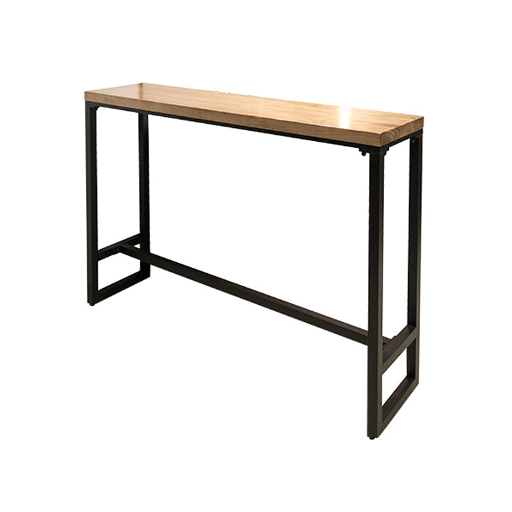 Brown Modern Style Bar Table Solid Wood and Iron with Black Trestle Coffee Shop Bar Table Without Chairs Clearhalo 'Bar Furniture' 'Bar Tables' 'bar_tables' 'furn' 'furn_bar_tables' 'Furniture' 'furniture_bar_tables' 'Kitchen & Dining Furniture' 4705588