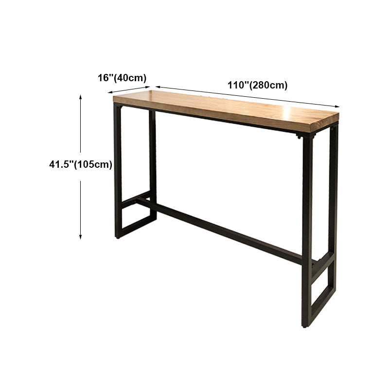 Brown Modern Style Bar Table Solid Wood and Iron with Black Trestle Coffee Shop Bar Table Clearhalo 'Bar Furniture' 'Bar Tables' 'bar_tables' 'furn' 'furn_bar_tables' 'Furniture' 'furniture_bar_tables' 'Kitchen & Dining Furniture' 4705597