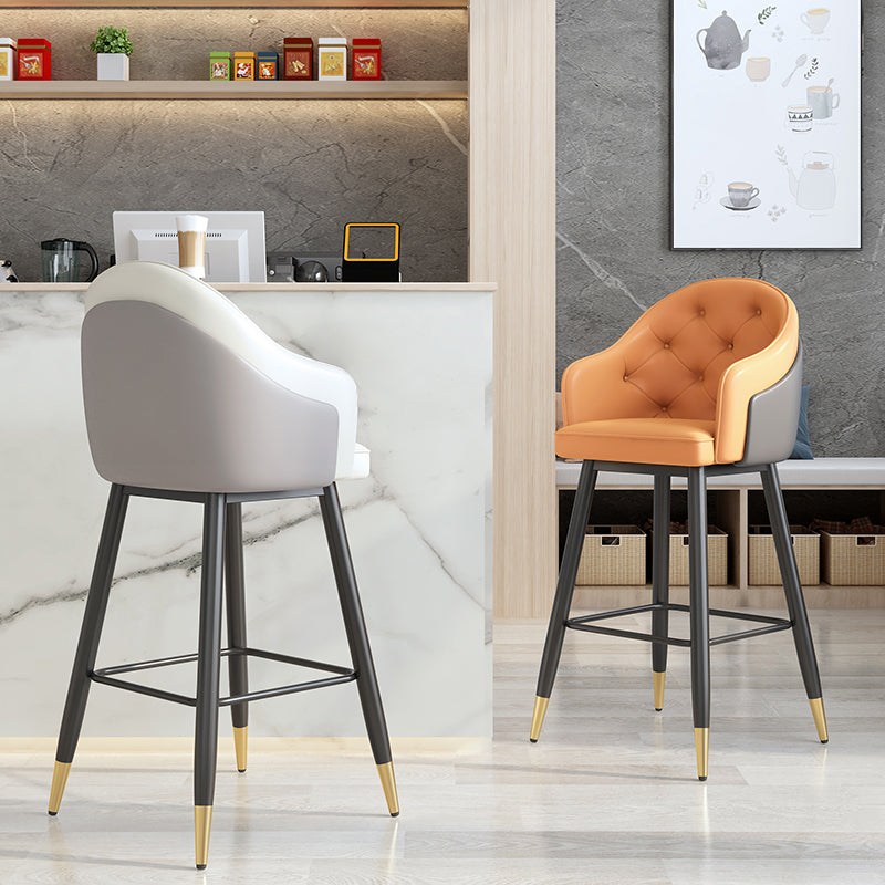 Glam Restaurant Leather Stool Matte Finish Footrest Armed Barstool Clearhalo 'Bar Furniture' 'Bar Stools' 'bar_stools' 'furn' 'furn_bar_stools' 'Furniture' 'furniture_bar_stools' 'Kitchen & Dining Furniture' 4705750