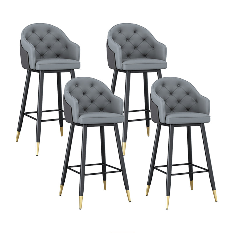 Glam Restaurant Leather Stool Matte Finish Footrest Armed Barstool Grey 4 Piece Set Clearhalo 'Bar Furniture' 'Bar Stools' 'bar_stools' 'furn' 'furn_bar_stools' 'Furniture' 'furniture_bar_stools' 'Kitchen & Dining Furniture' 4705753