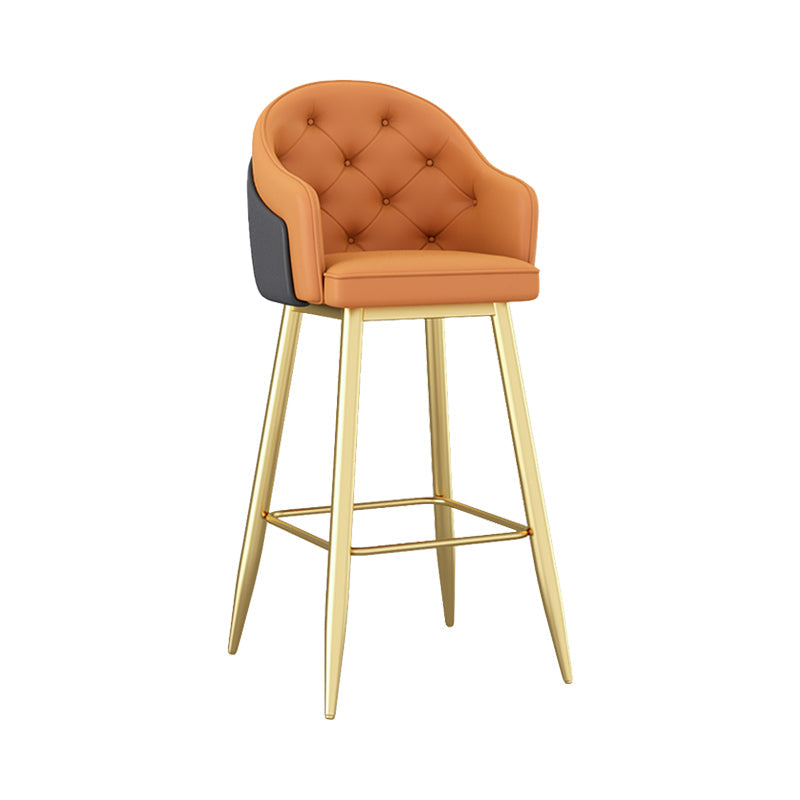 Glam Restaurant Leather Stool Matte Finish Footrest Armed Barstool Orange 1 Piece Clearhalo 'Bar Furniture' 'Bar Stools' 'bar_stools' 'furn' 'furn_bar_stools' 'Furniture' 'furniture_bar_stools' 'Kitchen & Dining Furniture' 4705755