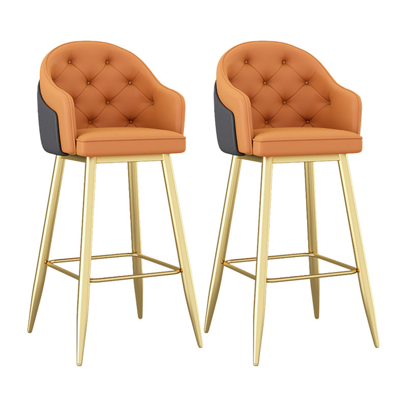 Glam Restaurant Leather Stool Matte Finish Footrest Armed Barstool Orange 2 Piece Set Clearhalo 'Bar Furniture' 'Bar Stools' 'bar_stools' 'furn' 'furn_bar_stools' 'Furniture' 'furniture_bar_stools' 'Kitchen & Dining Furniture' 4705757