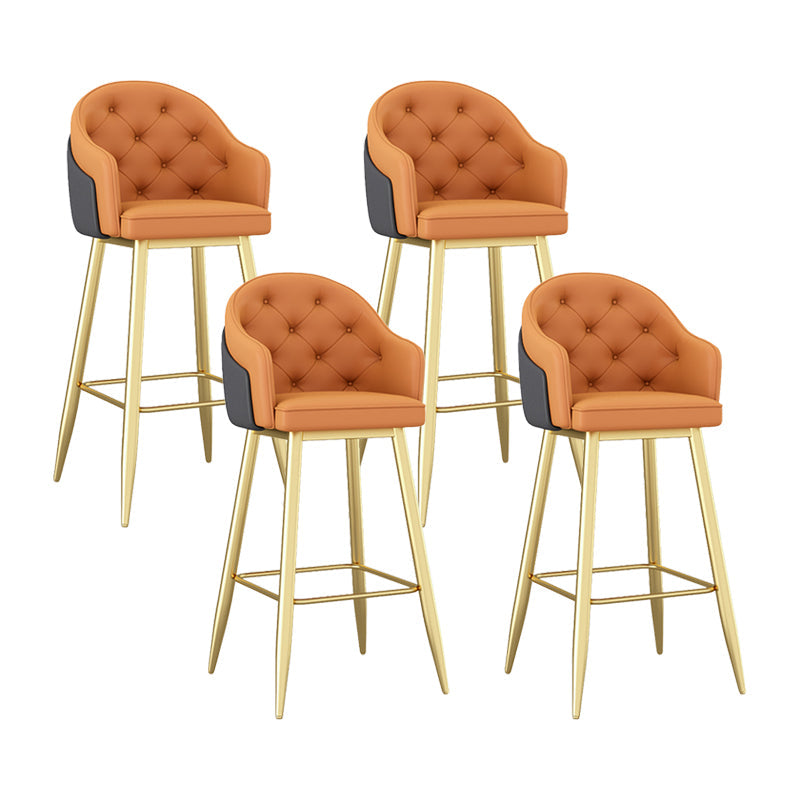 Glam Restaurant Leather Stool Matte Finish Footrest Armed Barstool Orange 4 Piece Set Clearhalo 'Bar Furniture' 'Bar Stools' 'bar_stools' 'furn' 'furn_bar_stools' 'Furniture' 'furniture_bar_stools' 'Kitchen & Dining Furniture' 4705758