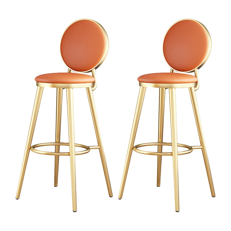 Glam Jewelry Shop PU Leather Stool Orange Footrest Low Back Stool 2 Piece Set Clearhalo 'Bar Furniture' 'Bar Stools' 'bar_stools' 'furn' 'furn_bar_stools' 'Furniture' 'furniture_bar_stools' 'Kitchen & Dining Furniture' 4705771