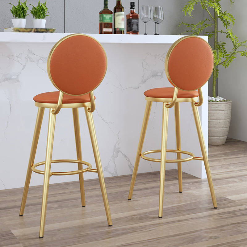 Glam Jewelry Shop PU Leather Stool Orange Footrest Low Back Stool Clearhalo 'Bar Furniture' 'Bar Stools' 'bar_stools' 'furn' 'furn_bar_stools' 'Furniture' 'furniture_bar_stools' 'Kitchen & Dining Furniture' 4705773
