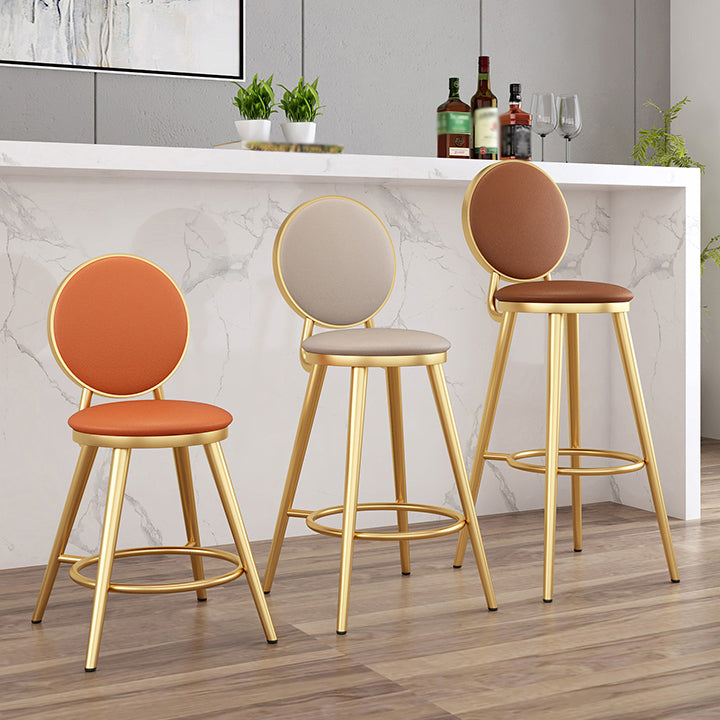 Glam Jewelry Shop PU Leather Stool Orange Footrest Low Back Stool Clearhalo 'Bar Furniture' 'Bar Stools' 'bar_stools' 'furn' 'furn_bar_stools' 'Furniture' 'furniture_bar_stools' 'Kitchen & Dining Furniture' 4705779