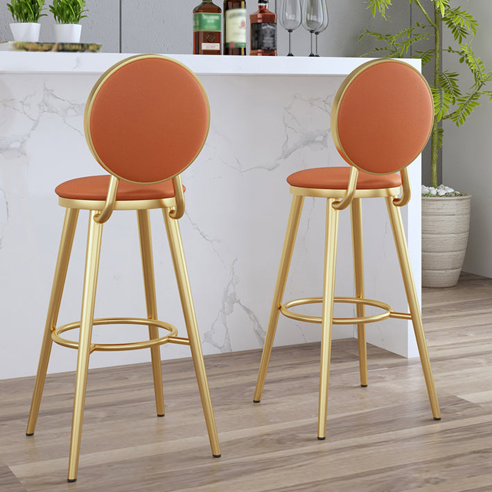 Glam Jewelry Shop PU Leather Stool Orange Footrest Low Back Stool Clearhalo 'Bar Furniture' 'Bar Stools' 'bar_stools' 'furn' 'furn_bar_stools' 'Furniture' 'furniture_bar_stools' 'Kitchen & Dining Furniture' 4705780
