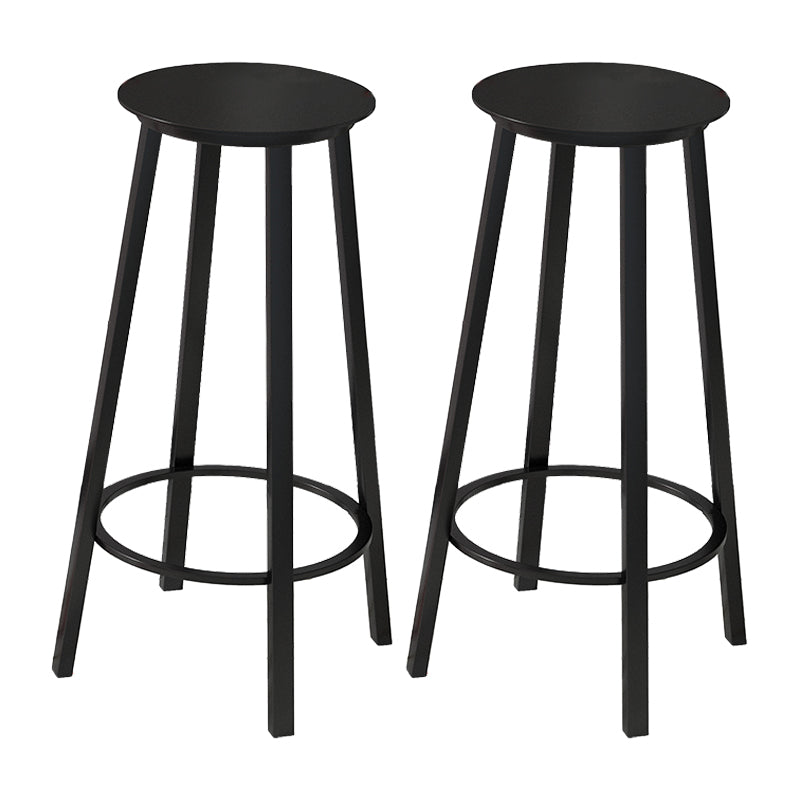 Contemporary Footrest Backless Barstool Matte Finish Iron Stool Black 2 Piece Set Clearhalo 'Bar Furniture' 'Bar Stools' 'bar_stools' 'furn' 'furn_bar_stools' 'Furniture' 'furniture_bar_stools' 'Kitchen & Dining Furniture' 4705802