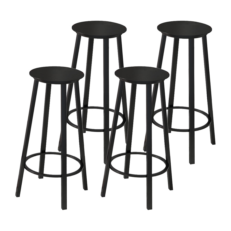 Contemporary Footrest Backless Barstool Matte Finish Iron Stool Black 4 Piece Set Clearhalo 'Bar Furniture' 'Bar Stools' 'bar_stools' 'furn' 'furn_bar_stools' 'Furniture' 'furniture_bar_stools' 'Kitchen & Dining Furniture' 4705805