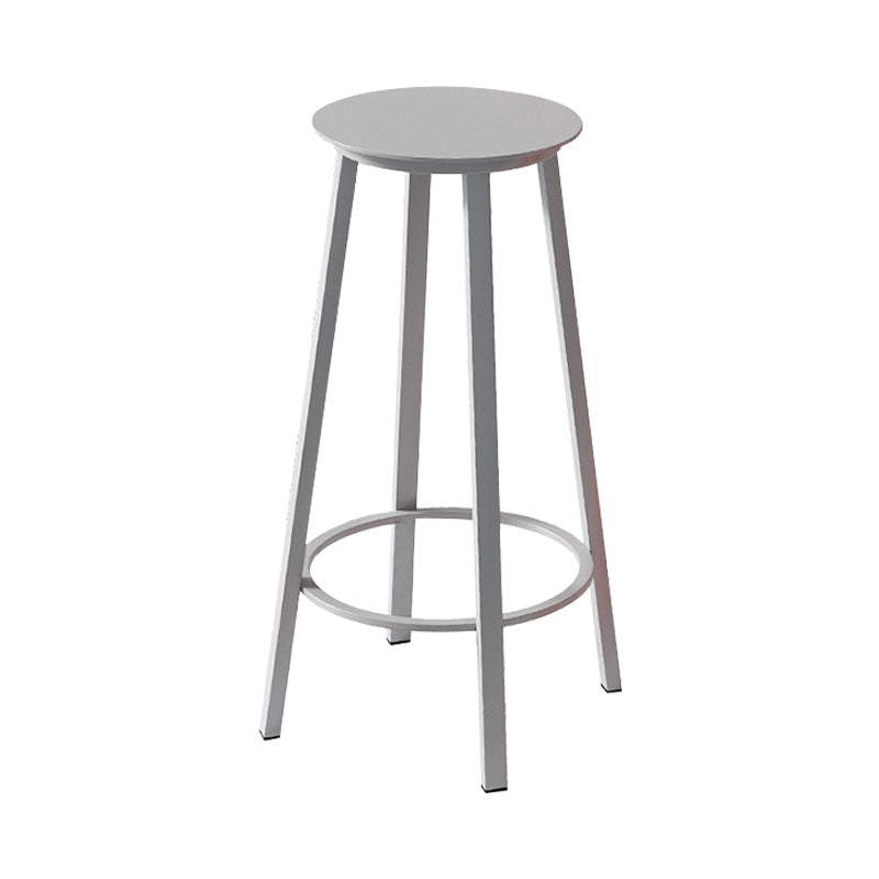 Contemporary Footrest Backless Barstool Matte Finish Iron Stool Grey 1 Piece Clearhalo 'Bar Furniture' 'Bar Stools' 'bar_stools' 'furn' 'furn_bar_stools' 'Furniture' 'furniture_bar_stools' 'Kitchen & Dining Furniture' 4705807