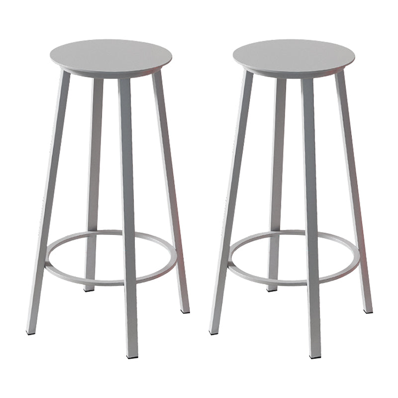 Contemporary Footrest Backless Barstool Matte Finish Iron Stool Grey 2 Piece Set Clearhalo 'Bar Furniture' 'Bar Stools' 'bar_stools' 'furn' 'furn_bar_stools' 'Furniture' 'furniture_bar_stools' 'Kitchen & Dining Furniture' 4705808