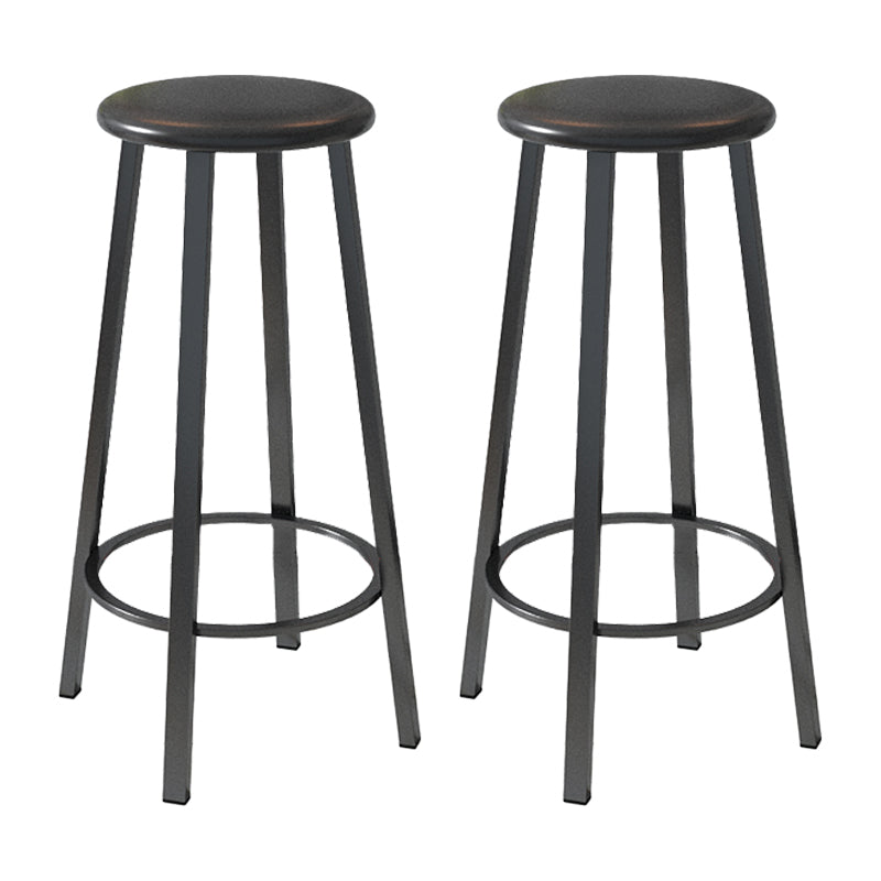 Contemporary Footrest Backless Barstool Matte Finish Iron Stool Matte Black 2 Piece Set Bar Stool(30"H) Clearhalo 'Bar Furniture' 'Bar Stools' 'bar_stools' 'furn' 'furn_bar_stools' 'Furniture' 'furniture_bar_stools' 'Kitchen & Dining Furniture' 4705811