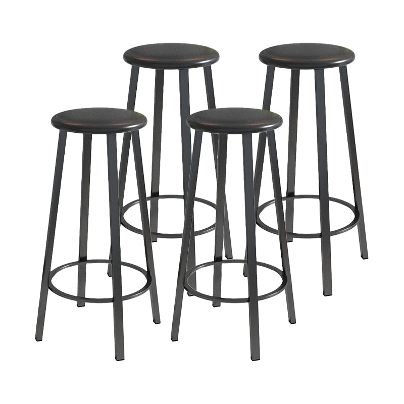Contemporary Footrest Backless Barstool Matte Finish Iron Stool Matte Black 4 Piece Set Bar Stool(30"H) Clearhalo 'Bar Furniture' 'Bar Stools' 'bar_stools' 'furn' 'furn_bar_stools' 'Furniture' 'furniture_bar_stools' 'Kitchen & Dining Furniture' 4705813