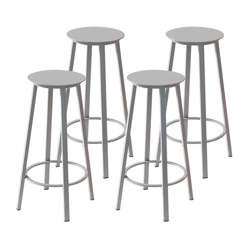 Contemporary Footrest Backless Barstool Matte Finish Iron Stool Grey 4 Piece Set Clearhalo 'Bar Furniture' 'Bar Stools' 'bar_stools' 'furn' 'furn_bar_stools' 'Furniture' 'furniture_bar_stools' 'Kitchen & Dining Furniture' 4705814