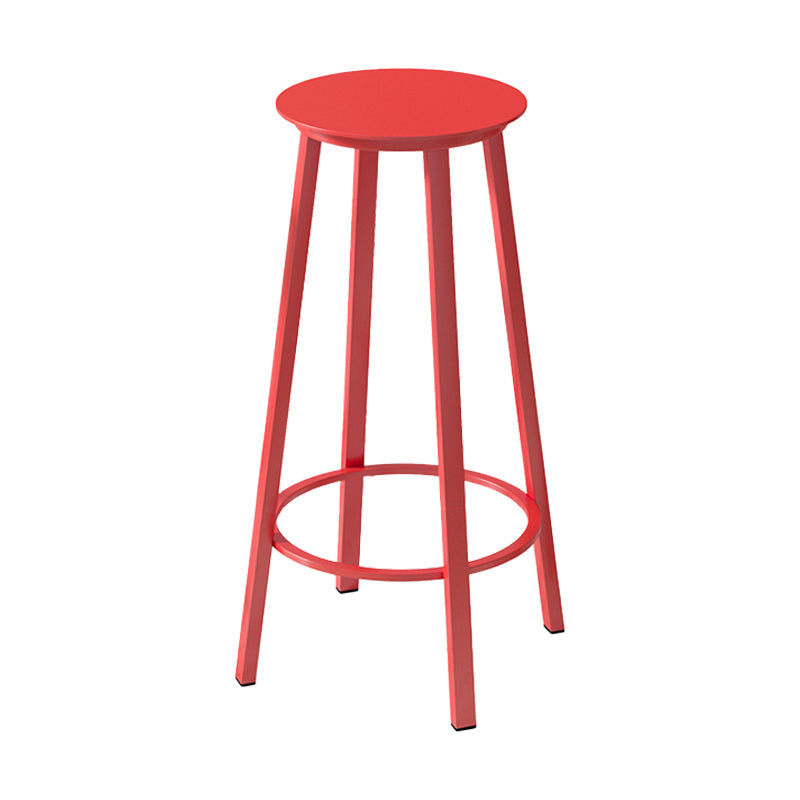Contemporary Footrest Backless Barstool Matte Finish Iron Stool Red 1 Piece Clearhalo 'Bar Furniture' 'Bar Stools' 'bar_stools' 'furn' 'furn_bar_stools' 'Furniture' 'furniture_bar_stools' 'Kitchen & Dining Furniture' 4705816
