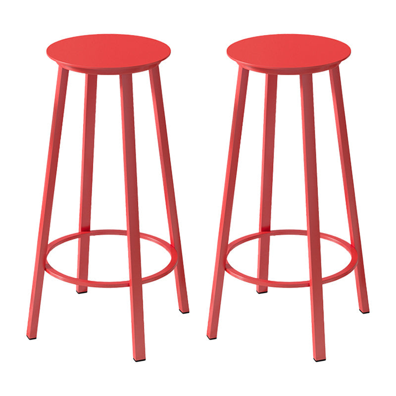 Contemporary Footrest Backless Barstool Matte Finish Iron Stool Red 2 Piece Set Clearhalo 'Bar Furniture' 'Bar Stools' 'bar_stools' 'furn' 'furn_bar_stools' 'Furniture' 'furniture_bar_stools' 'Kitchen & Dining Furniture' 4705817