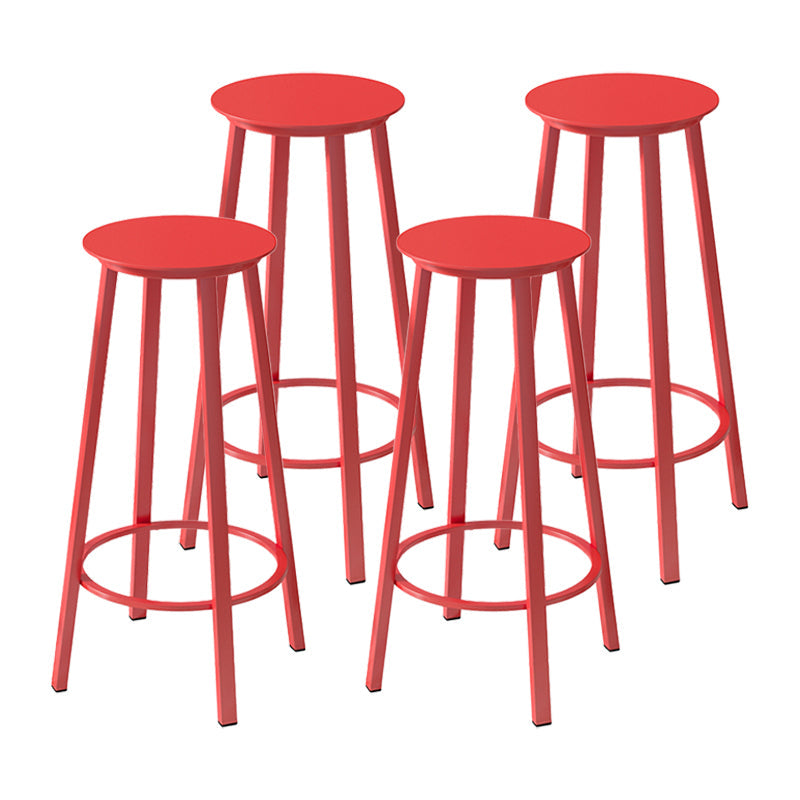 Contemporary Footrest Backless Barstool Matte Finish Iron Stool Red 4 Piece Set Clearhalo 'Bar Furniture' 'Bar Stools' 'bar_stools' 'furn' 'furn_bar_stools' 'Furniture' 'furniture_bar_stools' 'Kitchen & Dining Furniture' 4705818