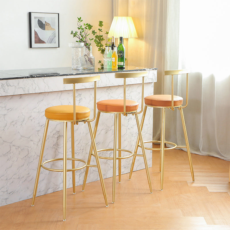 Glam Low Back Footrest Barstool Matte Finish Leather Reception Stool Clearhalo 'Bar Furniture' 'Bar Stools' 'bar_stools' 'furn' 'furn_bar_stools' 'Furniture' 'furniture_bar_stools' 'Kitchen & Dining Furniture' 4705841