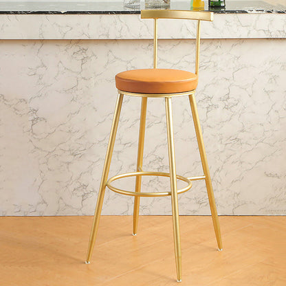 Glam Low Back Footrest Barstool Matte Finish Leather Reception Stool Orange 1 Piece Clearhalo 'Bar Furniture' 'Bar Stools' 'bar_stools' 'furn' 'furn_bar_stools' 'Furniture' 'furniture_bar_stools' 'Kitchen & Dining Furniture' 4705842