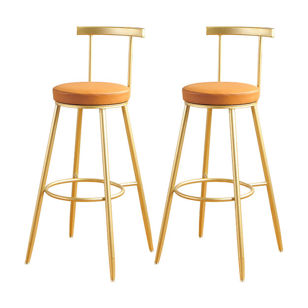 Glam Low Back Footrest Barstool Matte Finish Leather Reception Stool Orange 2 Piece Set Clearhalo 'Bar Furniture' 'Bar Stools' 'bar_stools' 'furn' 'furn_bar_stools' 'Furniture' 'furniture_bar_stools' 'Kitchen & Dining Furniture' 4705843