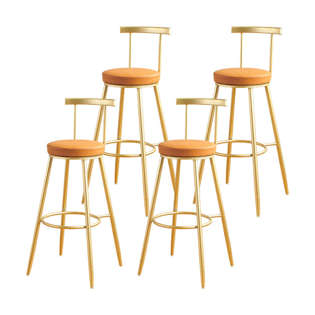 Glam Low Back Footrest Barstool Matte Finish Leather Reception Stool Orange 4 Piece Set Clearhalo 'Bar Furniture' 'Bar Stools' 'bar_stools' 'furn' 'furn_bar_stools' 'Furniture' 'furniture_bar_stools' 'Kitchen & Dining Furniture' 4705845