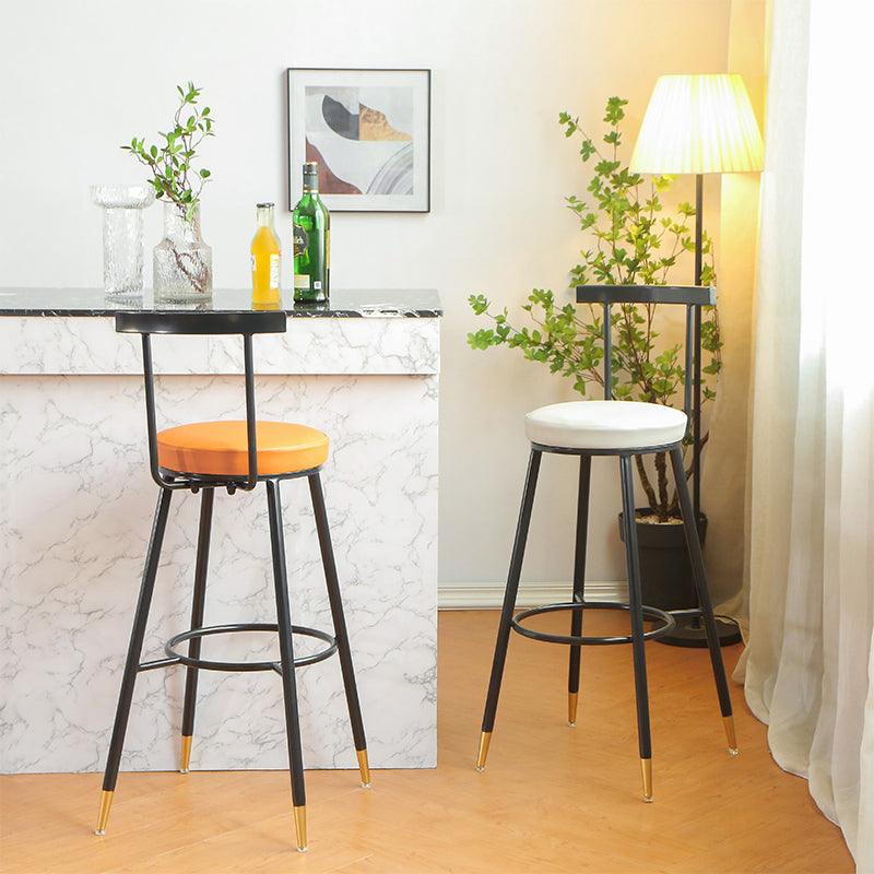 Glam Low Back Footrest Barstool Matte Finish Leather Reception Stool Clearhalo 'Bar Furniture' 'Bar Stools' 'bar_stools' 'furn' 'furn_bar_stools' 'Furniture' 'furniture_bar_stools' 'Kitchen & Dining Furniture' 4705846