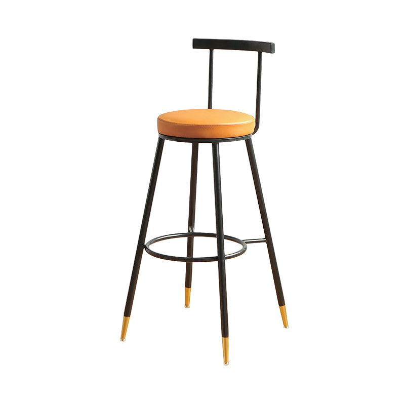 Glam Low Back Footrest Barstool Matte Finish Leather Reception Stool Black-Orange 1 Piece Clearhalo 'Bar Furniture' 'Bar Stools' 'bar_stools' 'furn' 'furn_bar_stools' 'Furniture' 'furniture_bar_stools' 'Kitchen & Dining Furniture' 4705847
