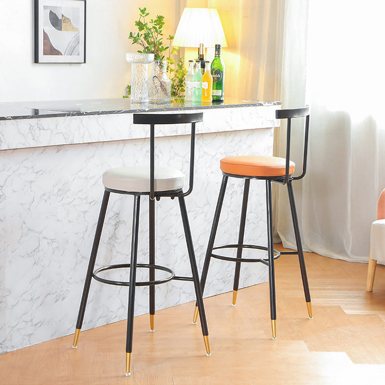 Glam Low Back Footrest Barstool Matte Finish Leather Reception Stool Clearhalo 'Bar Furniture' 'Bar Stools' 'bar_stools' 'furn' 'furn_bar_stools' 'Furniture' 'furniture_bar_stools' 'Kitchen & Dining Furniture' 4705848