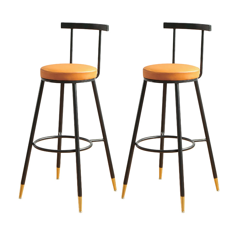 Glam Low Back Footrest Barstool Matte Finish Leather Reception Stool Black-Orange 2 Piece Set Clearhalo 'Bar Furniture' 'Bar Stools' 'bar_stools' 'furn' 'furn_bar_stools' 'Furniture' 'furniture_bar_stools' 'Kitchen & Dining Furniture' 4705849