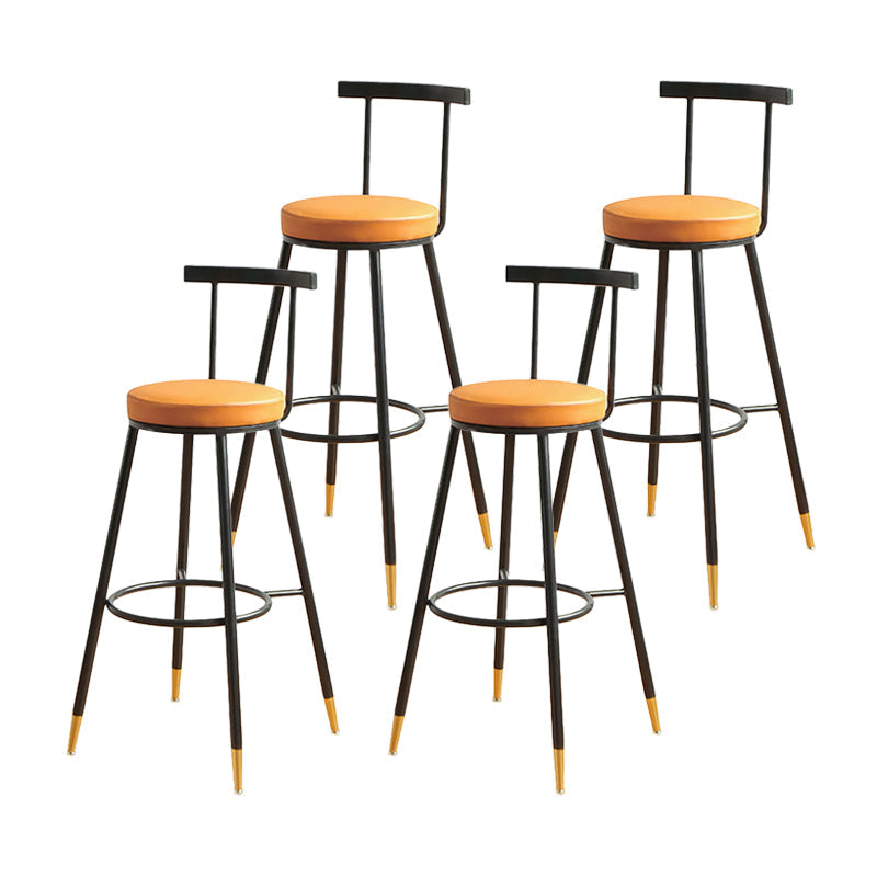 Glam Low Back Footrest Barstool Matte Finish Leather Reception Stool Black-Orange 4 Piece Set Clearhalo 'Bar Furniture' 'Bar Stools' 'bar_stools' 'furn' 'furn_bar_stools' 'Furniture' 'furniture_bar_stools' 'Kitchen & Dining Furniture' 4705851