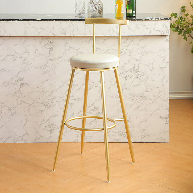 Glam Low Back Footrest Barstool Matte Finish Leather Reception Stool White-Gold 1 Piece Clearhalo 'Bar Furniture' 'Bar Stools' 'bar_stools' 'furn' 'furn_bar_stools' 'Furniture' 'furniture_bar_stools' 'Kitchen & Dining Furniture' 4705853