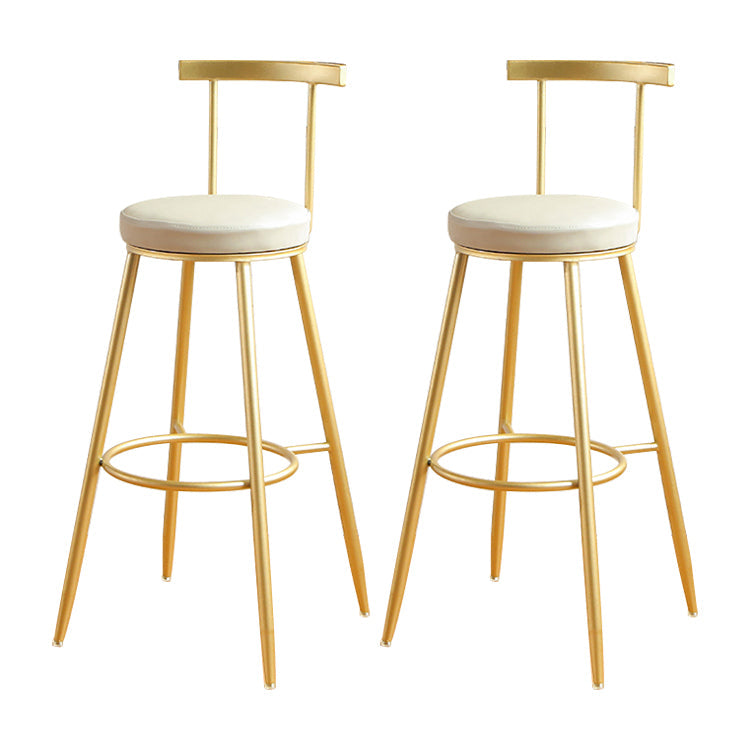 Glam Low Back Footrest Barstool Matte Finish Leather Reception Stool White-Gold 2 Piece Set Clearhalo 'Bar Furniture' 'Bar Stools' 'bar_stools' 'furn' 'furn_bar_stools' 'Furniture' 'furniture_bar_stools' 'Kitchen & Dining Furniture' 4705856