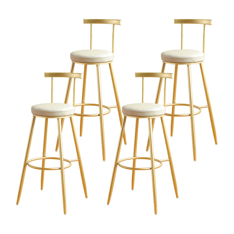 Glam Low Back Footrest Barstool Matte Finish Leather Reception Stool White-Gold 4 Piece Set Clearhalo 'Bar Furniture' 'Bar Stools' 'bar_stools' 'furn' 'furn_bar_stools' 'Furniture' 'furniture_bar_stools' 'Kitchen & Dining Furniture' 4705857