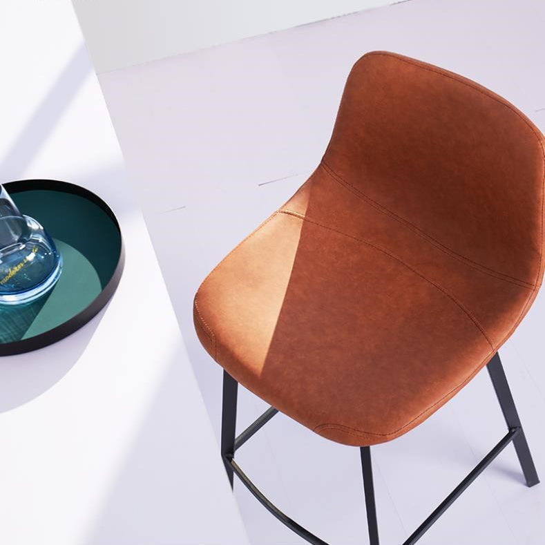 Industrial Low Back Bar-stool PU Leather Bar Stool with Metal Legs Clearhalo 'Bar Furniture' 'Bar Stools' 'bar_stools' 'Furniture' 'furniture_bar_stools' 'Kitchen & Dining Furniture' 4705863