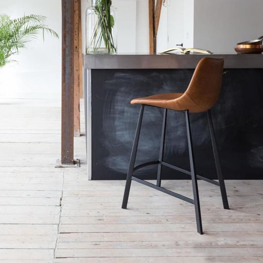 Industrial Low Back Bar-stool PU Leather Bar Stool with Metal Legs Clearhalo 'Bar Furniture' 'Bar Stools' 'bar_stools' 'Furniture' 'furniture_bar_stools' 'Kitchen & Dining Furniture' 4705868