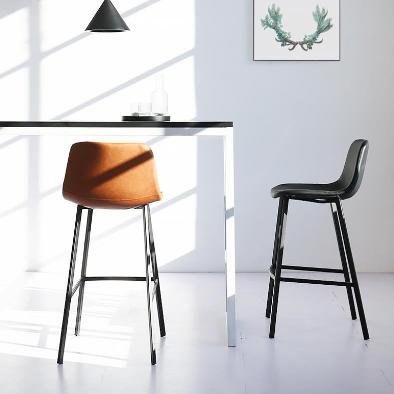 Industrial Low Back Bar-stool PU Leather Bar Stool with Metal Legs Clearhalo 'Bar Furniture' 'Bar Stools' 'bar_stools' 'Furniture' 'furniture_bar_stools' 'Kitchen & Dining Furniture' 4705874