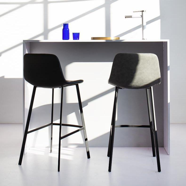 Industrial Low Back Bar-stool PU Leather Bar Stool with Metal Legs Clearhalo 'Bar Furniture' 'Bar Stools' 'bar_stools' 'Furniture' 'furniture_bar_stools' 'Kitchen & Dining Furniture' 4705875