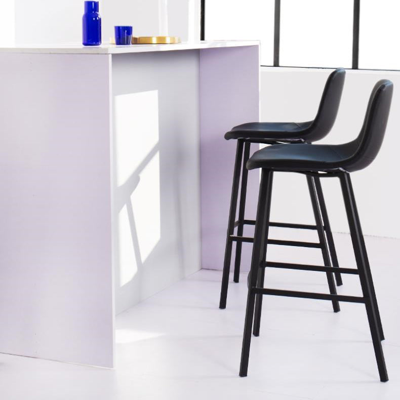 Industrial Low Back Bar-stool PU Leather Bar Stool with Metal Legs Clearhalo 'Bar Furniture' 'Bar Stools' 'bar_stools' 'Furniture' 'furniture_bar_stools' 'Kitchen & Dining Furniture' 4705876