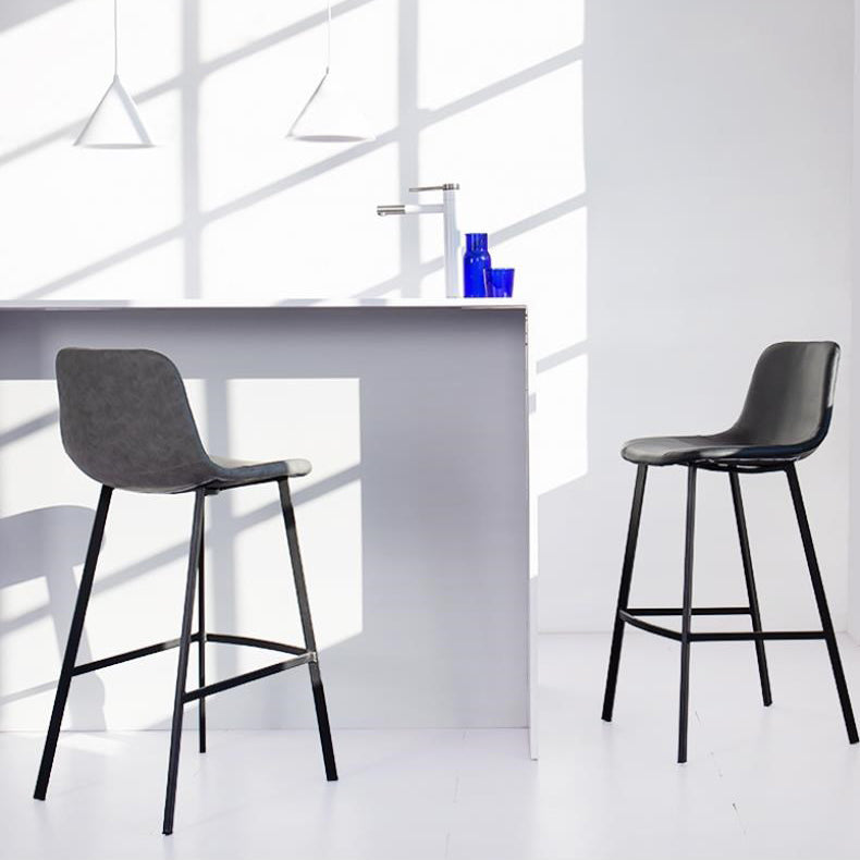 Industrial Low Back Bar-stool PU Leather Bar Stool with Metal Legs Clearhalo 'Bar Furniture' 'Bar Stools' 'bar_stools' 'Furniture' 'furniture_bar_stools' 'Kitchen & Dining Furniture' 4705877