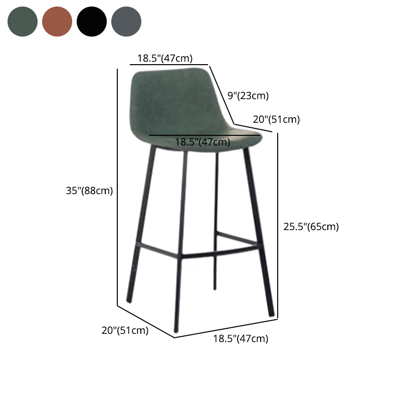 Industrial Low Back Bar-stool PU Leather Bar Stool with Metal Legs Clearhalo 'Bar Furniture' 'Bar Stools' 'bar_stools' 'Furniture' 'furniture_bar_stools' 'Kitchen & Dining Furniture' 4705878