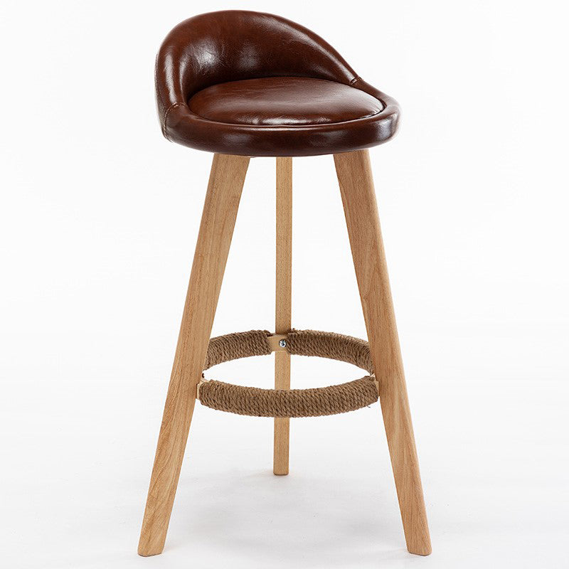 Contemporary Home Footrest Stool Matte Finish Upholstered Barstool Dark Coffee 1 Piece Clearhalo 'Bar Furniture' 'Bar Stools' 'bar_stools' 'furn' 'furn_bar_stools' 'Furniture' 'furniture_bar_stools' 'Kitchen & Dining Furniture' 4705886
