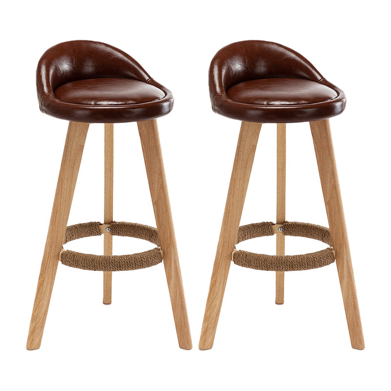 Contemporary Home Footrest Stool Matte Finish Upholstered Barstool Dark Coffee 2 Piece Set Clearhalo 'Bar Furniture' 'Bar Stools' 'bar_stools' 'furn' 'furn_bar_stools' 'Furniture' 'furniture_bar_stools' 'Kitchen & Dining Furniture' 4705888