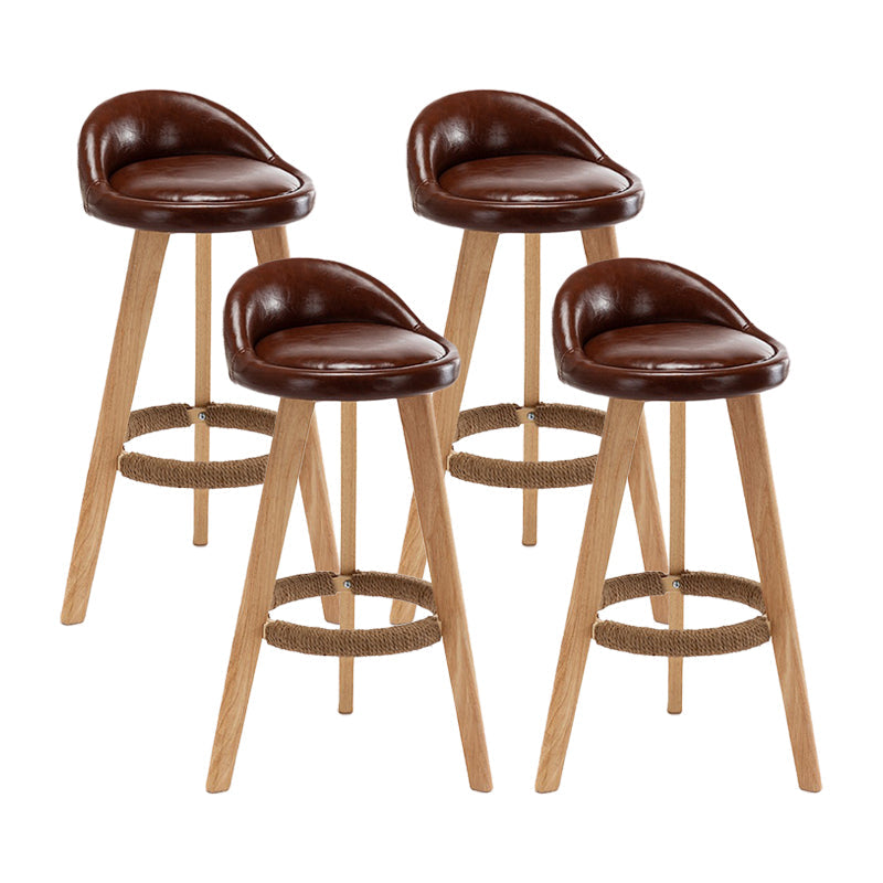 Contemporary Home Footrest Stool Matte Finish Upholstered Barstool Dark Coffee 4 Piece Set Clearhalo 'Bar Furniture' 'Bar Stools' 'bar_stools' 'furn' 'furn_bar_stools' 'Furniture' 'furniture_bar_stools' 'Kitchen & Dining Furniture' 4705890