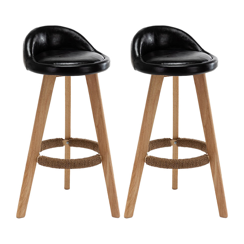 Contemporary Home Footrest Stool Matte Finish Upholstered Barstool Black 2 Piece Set Clearhalo 'Bar Furniture' 'Bar Stools' 'bar_stools' 'furn' 'furn_bar_stools' 'Furniture' 'furniture_bar_stools' 'Kitchen & Dining Furniture' 4705895