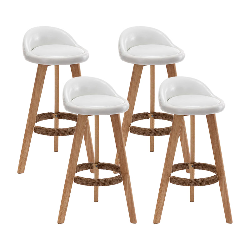 Contemporary Home Footrest Stool Matte Finish Upholstered Barstool White 4 Piece Set Clearhalo 'Bar Furniture' 'Bar Stools' 'bar_stools' 'furn' 'furn_bar_stools' 'Furniture' 'furniture_bar_stools' 'Kitchen & Dining Furniture' 4705902