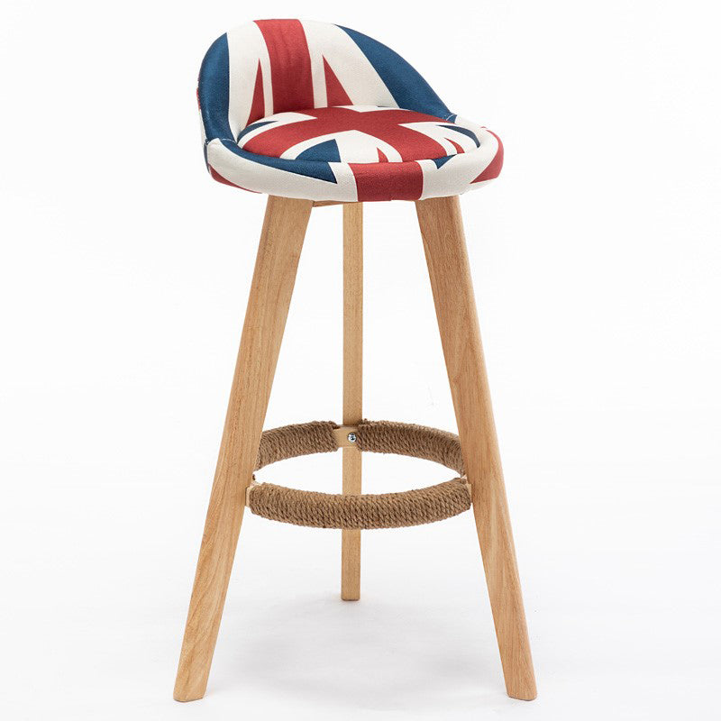 Contemporary Home Footrest Stool Matte Finish Upholstered Barstool Red-White-Blue 1 Piece Clearhalo 'Bar Furniture' 'Bar Stools' 'bar_stools' 'furn' 'furn_bar_stools' 'Furniture' 'furniture_bar_stools' 'Kitchen & Dining Furniture' 4705903