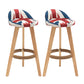Contemporary Home Footrest Stool Matte Finish Upholstered Barstool Red-White-Blue 2 Piece Set Clearhalo 'Bar Furniture' 'Bar Stools' 'bar_stools' 'furn' 'furn_bar_stools' 'Furniture' 'furniture_bar_stools' 'Kitchen & Dining Furniture' 4705904