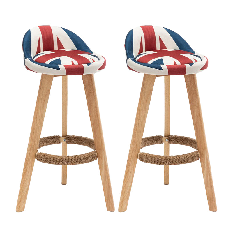 Contemporary Home Footrest Stool Matte Finish Upholstered Barstool Red-White-Blue 2 Piece Set Clearhalo 'Bar Furniture' 'Bar Stools' 'bar_stools' 'furn' 'furn_bar_stools' 'Furniture' 'furniture_bar_stools' 'Kitchen & Dining Furniture' 4705904